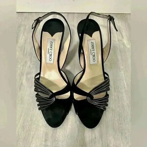 Jimmy Choo Black Knot Front Slingback Heels